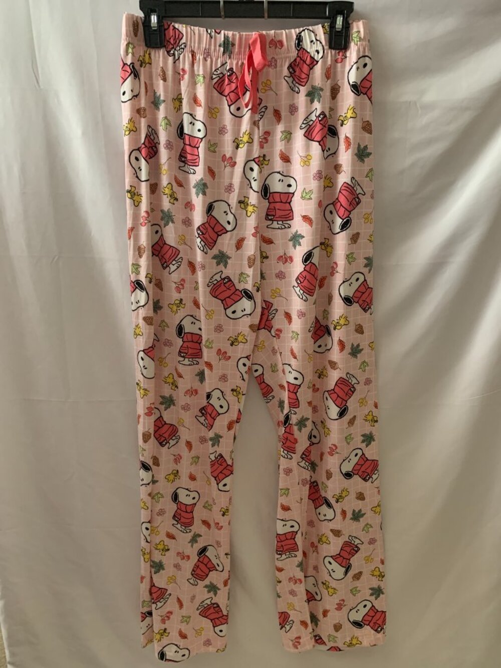 PEANUTS Snoopy Sweater Weather Fall Plaid Pajamas Set in Pink Sz LARGE - Picture 4 of 6